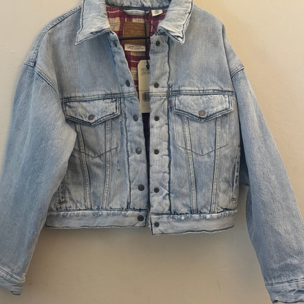 Levi's Light Blue Denim Jacket with Plaid Lining